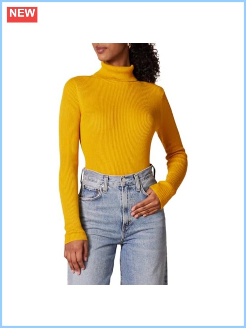 Slim Fit Ribbed Turtleneck Sweater Cotton Blend Long Sleeve
